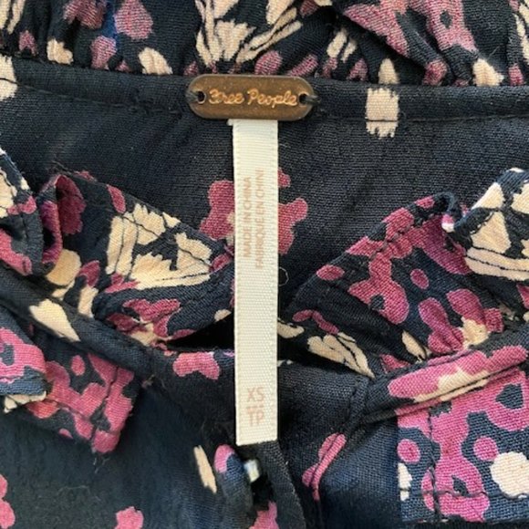 Free People Calico Skies Ruffle Button Down Midi Dress Floral Black/Purple XS - Picture 14 of 16